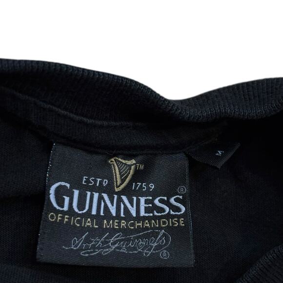 Guinness Dublin Harp Logo Black T-Shirt Men's Size Medium Beer Ireland Official - Picture 3 of 6
